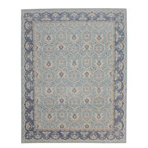 Hand-Knotted Blue/Beige Area Rug