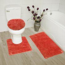 3 Piece Solid Plush Bathroom Rug Set Bath Mat Contour Rug Toilet Lid Cover 