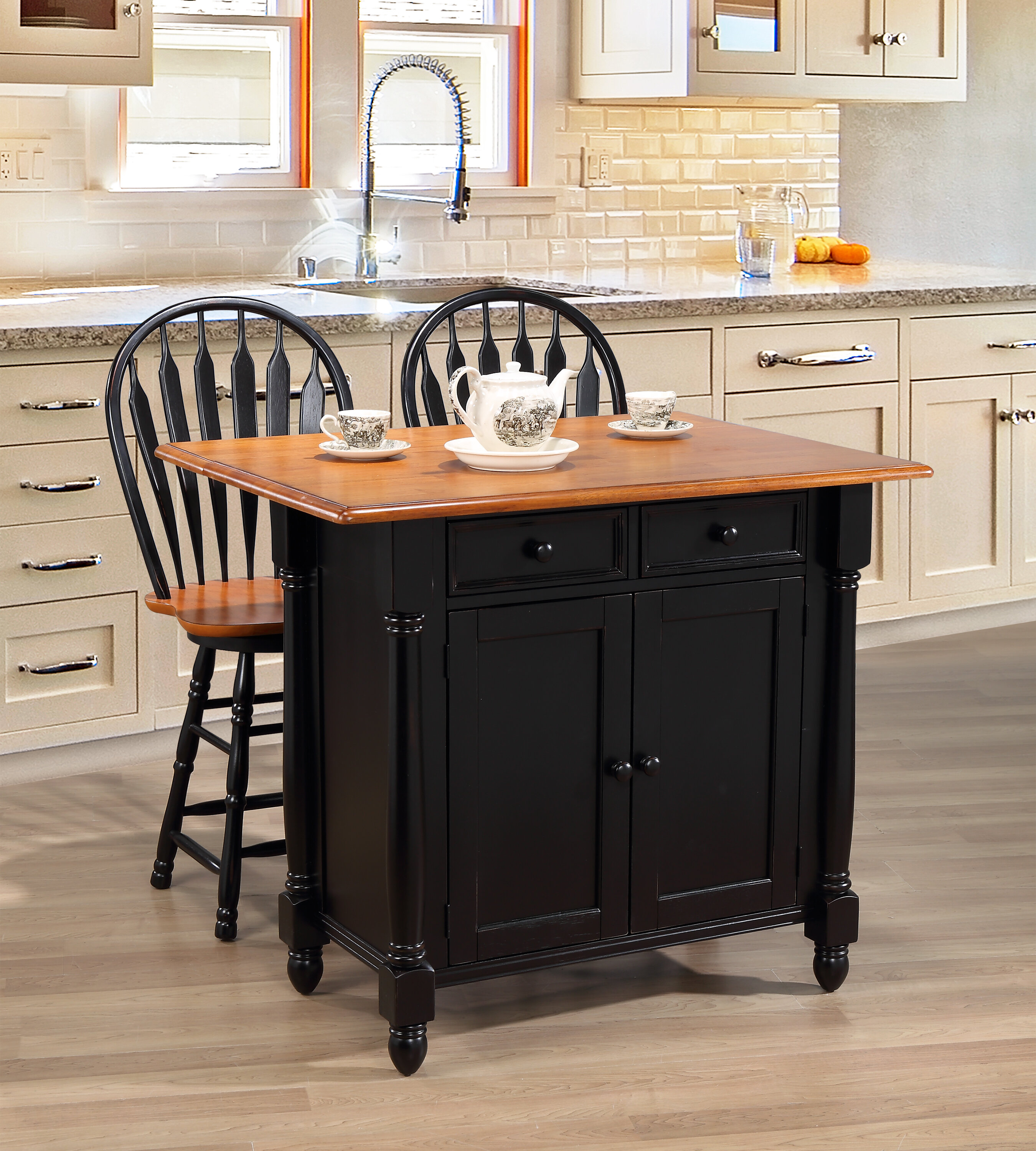 Loon Peak Benedict Drop Leaf Kitchen Island Set Reviews Wayfair