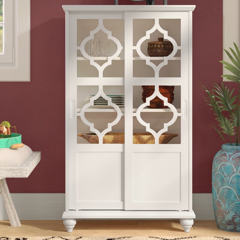 Bungalow Rose Wilhelmine Wood Curio Cabinet Reviews Wayfair