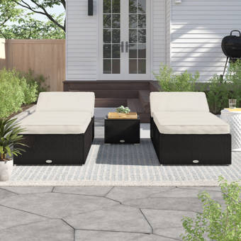 Breakwater Bay Ismail Monaco 3 Piece Rattan Seating Group Conversation Set With Cushions Reviews Wayfair