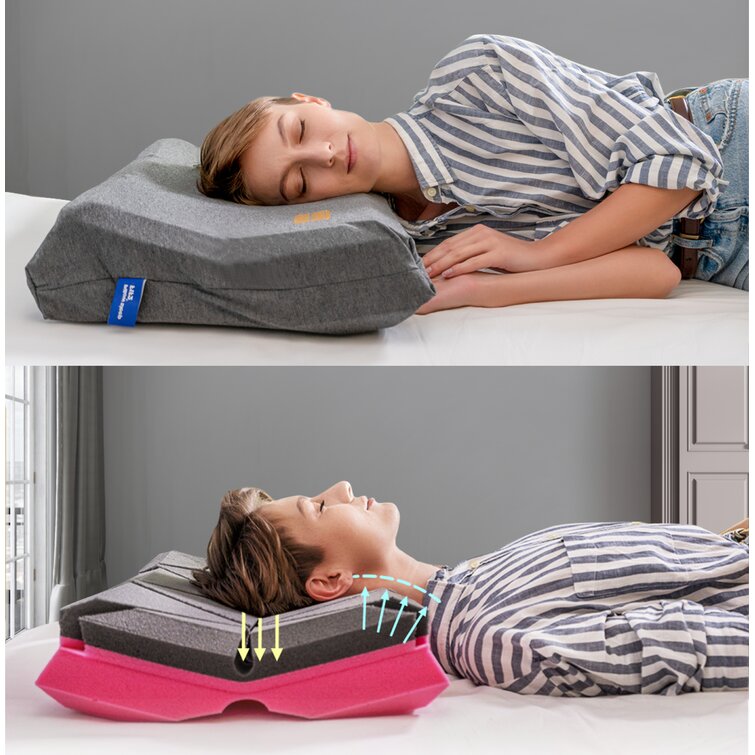 A Light Napping Pillow for Back Stomach or Side Sleepers Good Neck Support to Relief Migraine Neck Pain Breathable Bed Pink Pillow with Removable Cover Cooling Pillows for Sleeping -Small Size
