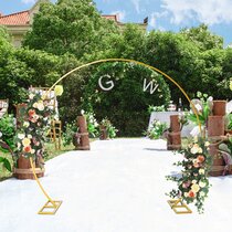 Wedding Arch Flower Stand Round Wrought Metal Arch Frame Backdrop Rack 2.4*2.8m 