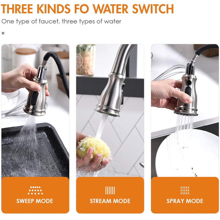 Pull Down Single Handle Kitchen Faucet with Soap Dispenser