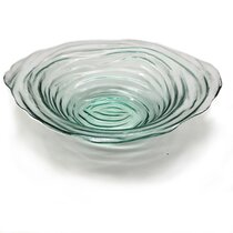 2 clear plastic acrylic serving bowls 10" opening 3.5" deep green crystal look 