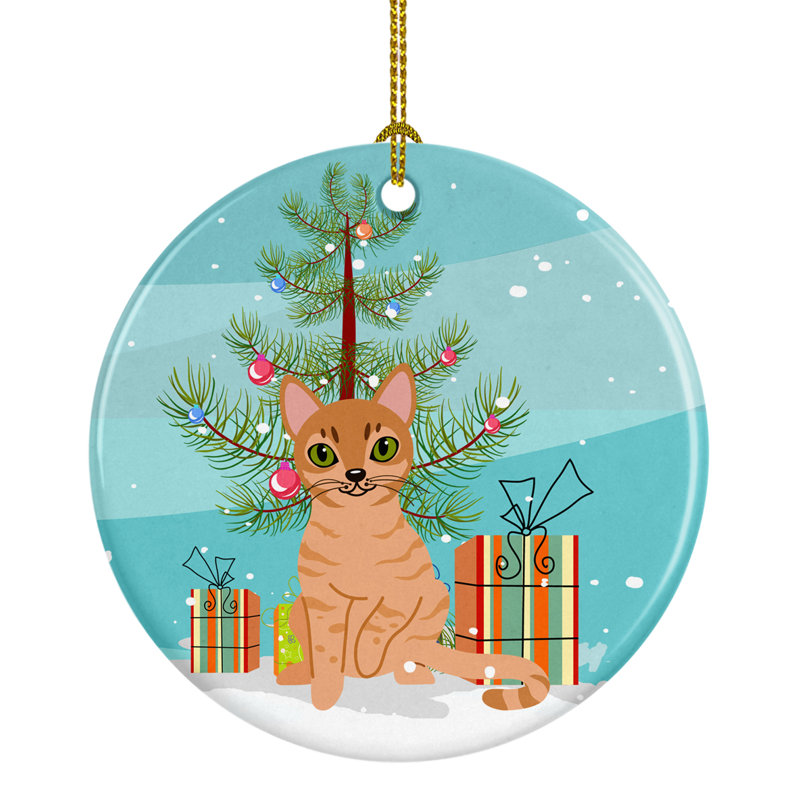 The Holiday Aisle Australian Mist Cat Merry Christmas Tree Ceramic