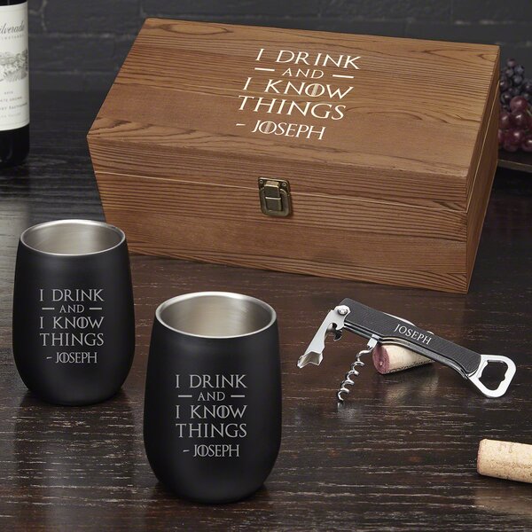 Game Of Thrones I Drink And I Know Things Laser Engraved Wine Glass Tyrion Quote 