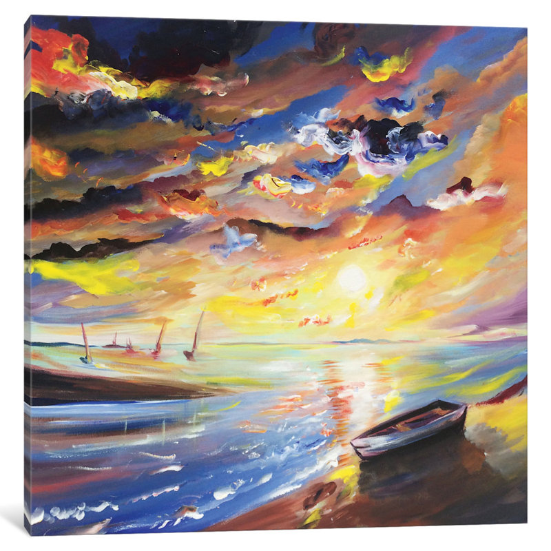 East Urban Home Sailor Sunset Painting Print On Wrapped Canvas