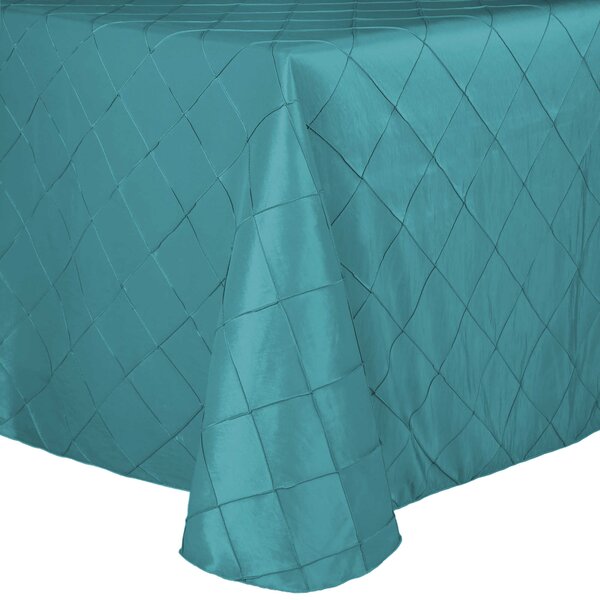 Tablecloth Rectangle Pintuck Taffeta 2 inches Square 55 X 108 Aqua 