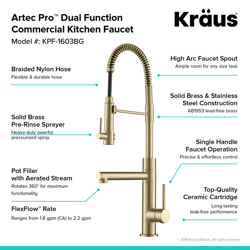 Kraus Artec Pro Pull Down Single Handle Kitchen Faucet Reviews