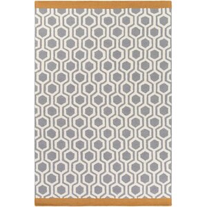 Hilda Eva Hand-Crafted Gray/Orange Area Rug