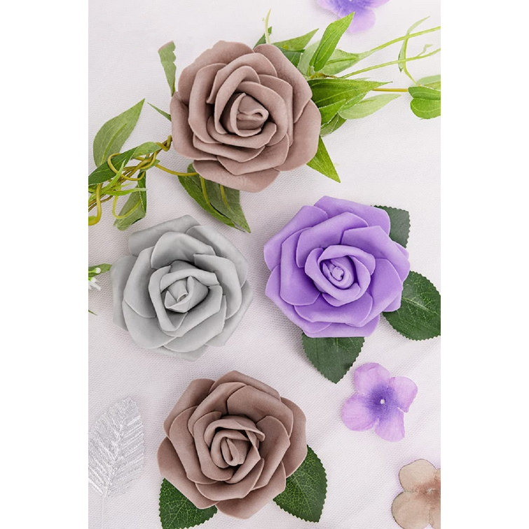 100pcs Fake Artificial Rose Head Foam Rose Flower for Home Bouquets Baby Shower 