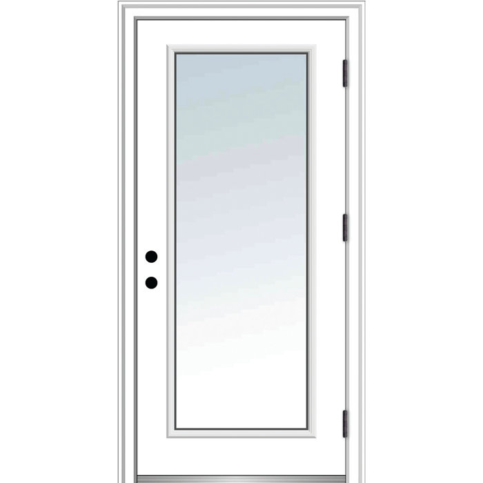 Clear Lowe Glass Primed Steel Prehung Front Entry Door