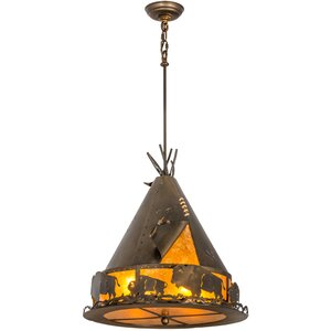 Teepee with Buffalo 4-Light Geometric Pendant