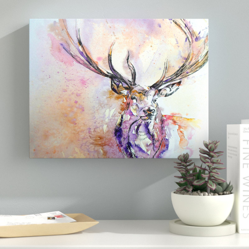 Latitude Run Stag 2 Painting Print On Wrapped Canvas Reviews