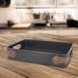 Stonebriar Slate Steel Tray with Rust Trim