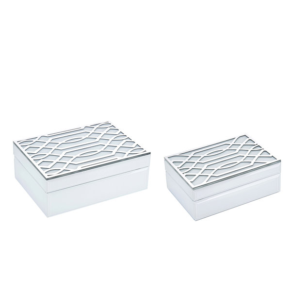 Everly Quinn Lenka Wood And Glass Storage Decorative Box Set