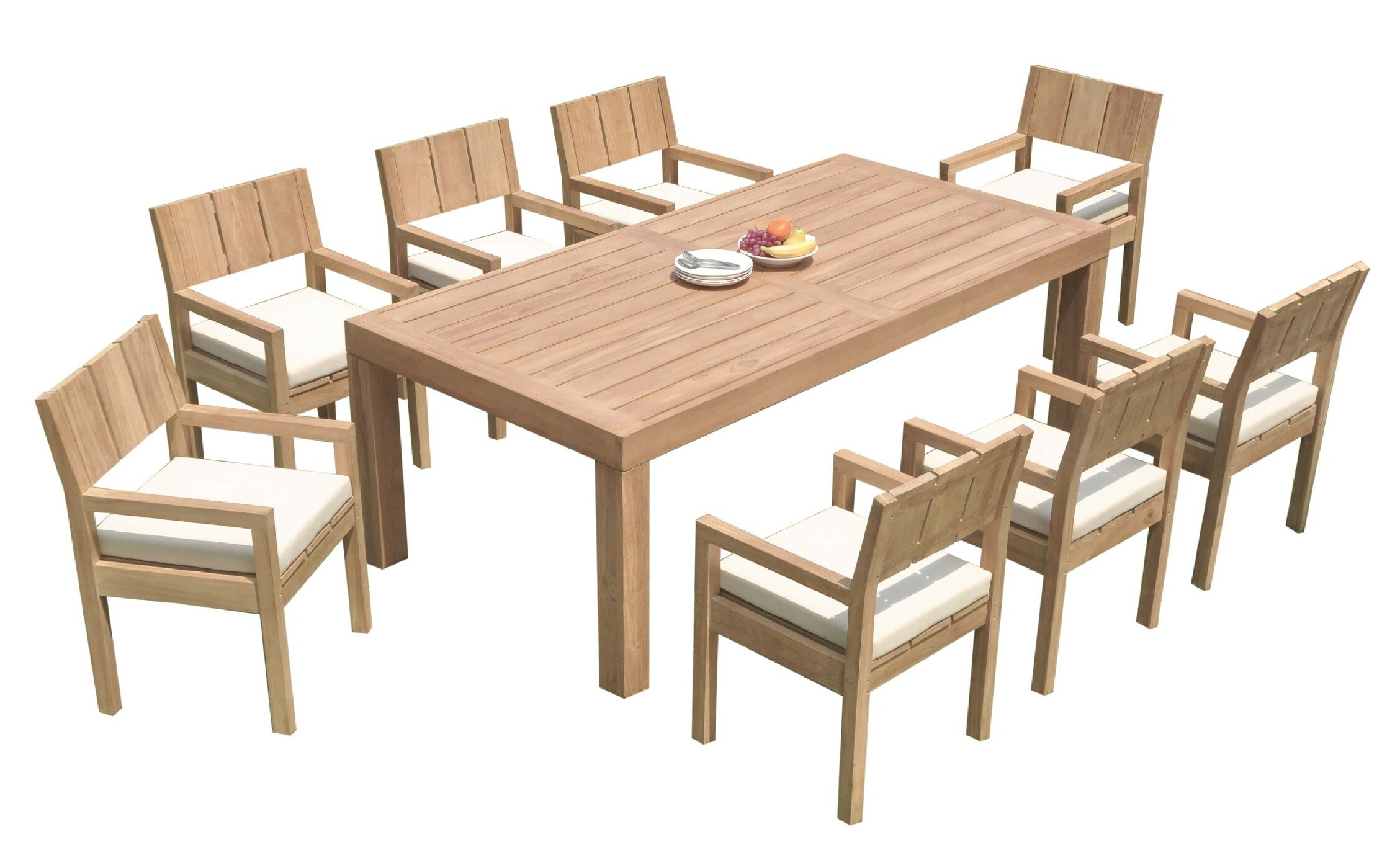 Rosecliff Heights Mabrey Rectangular 8 - Person 86'' Long Teak Dining ...