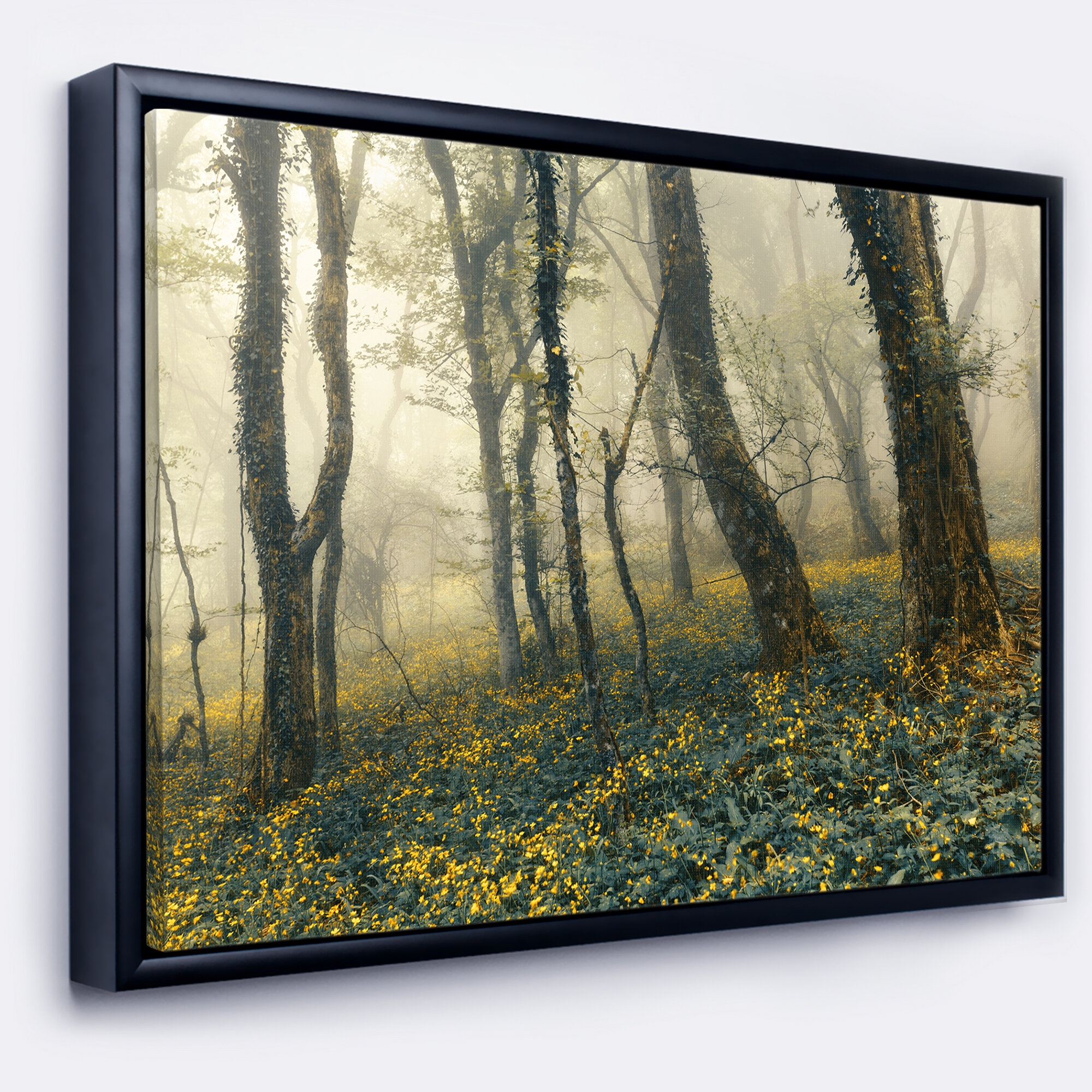 East Urban Home Mysterious Forest In Fog Framed Photograph On Canvas Wayfair
