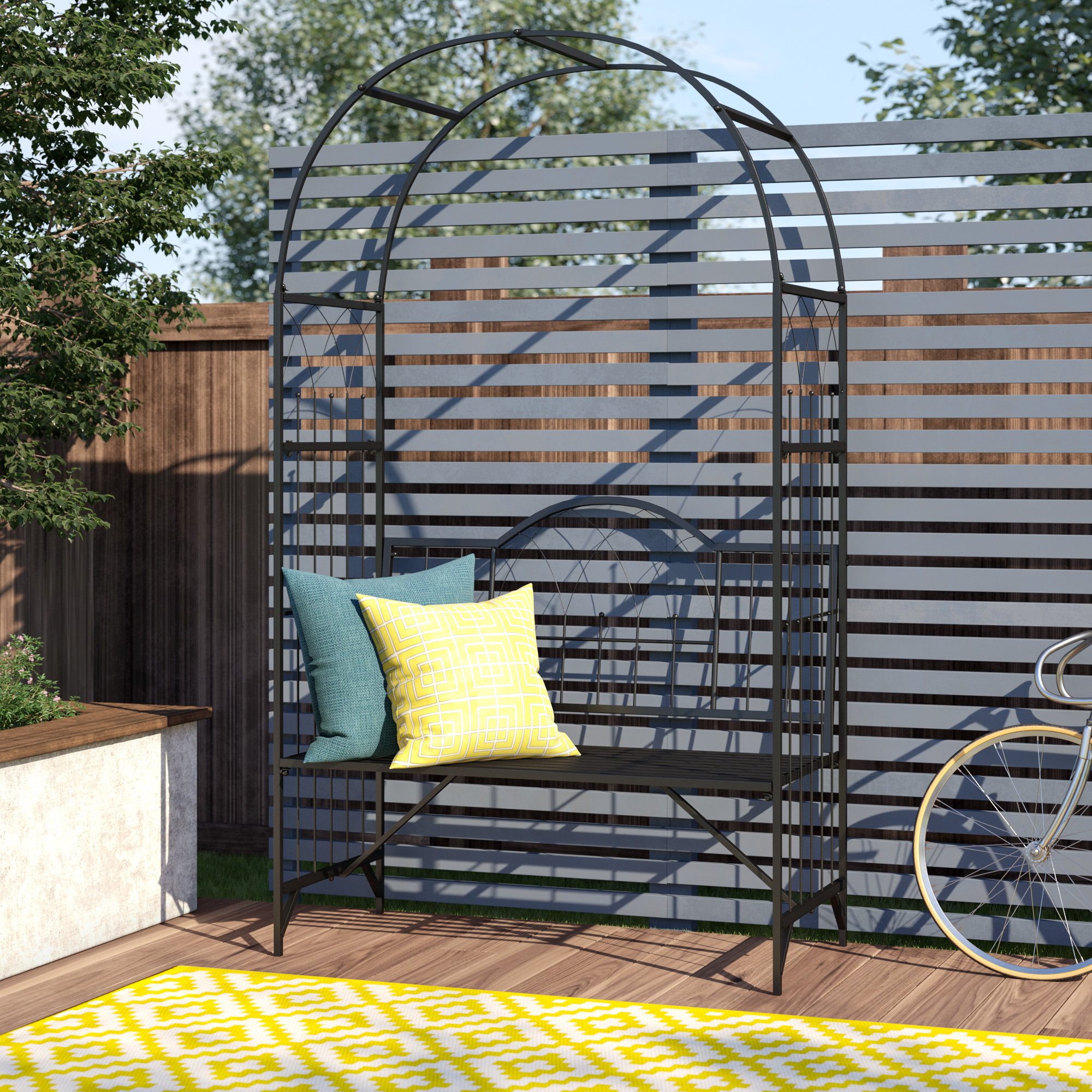 Sol 72 Outdoor Valleywood Metal Arbour Bench Wayfair Co Uk