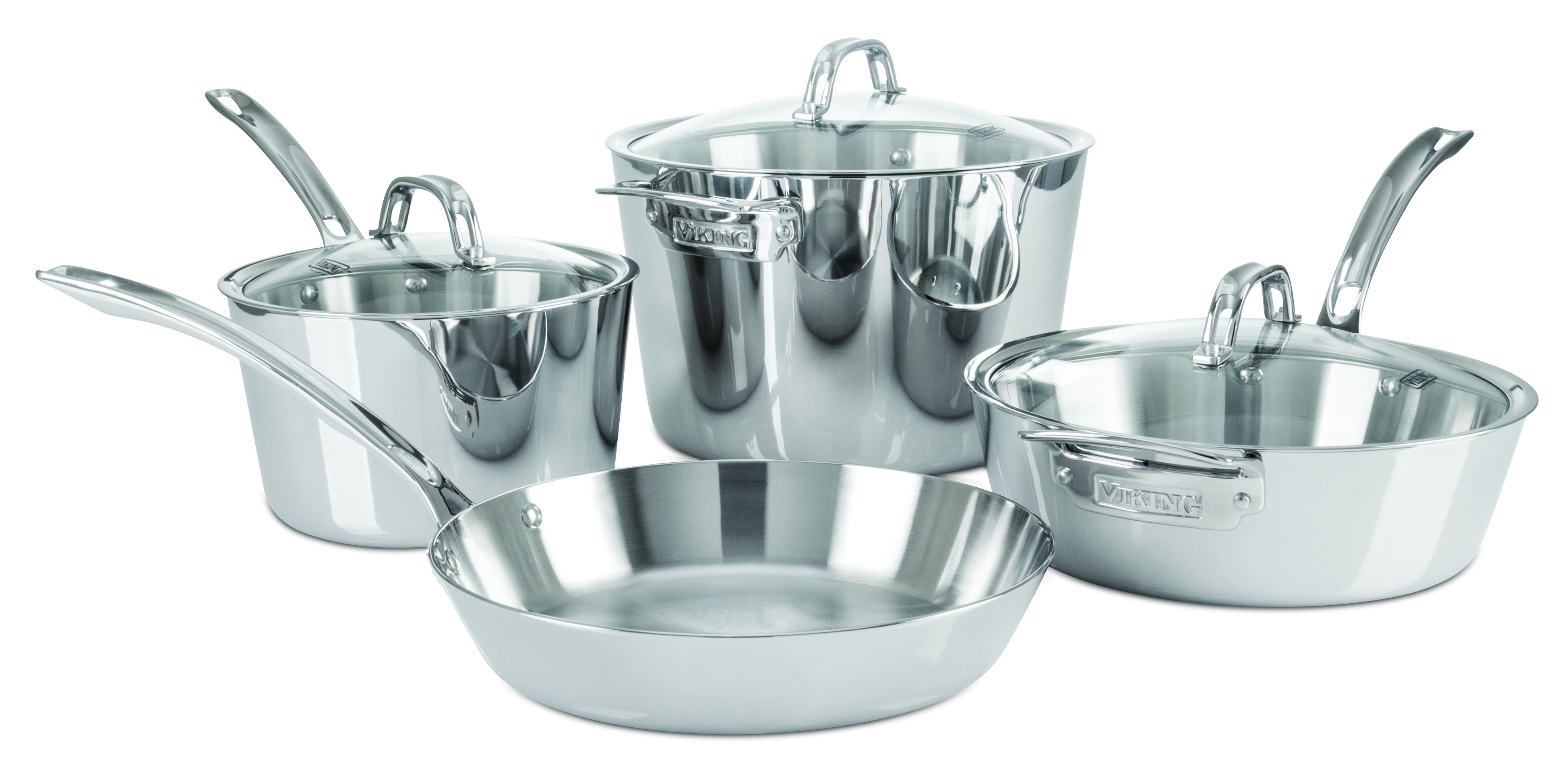 Viking Contemporary 3-Ply Stainless Steel Cookware Set 7 Piece 4513-3S07