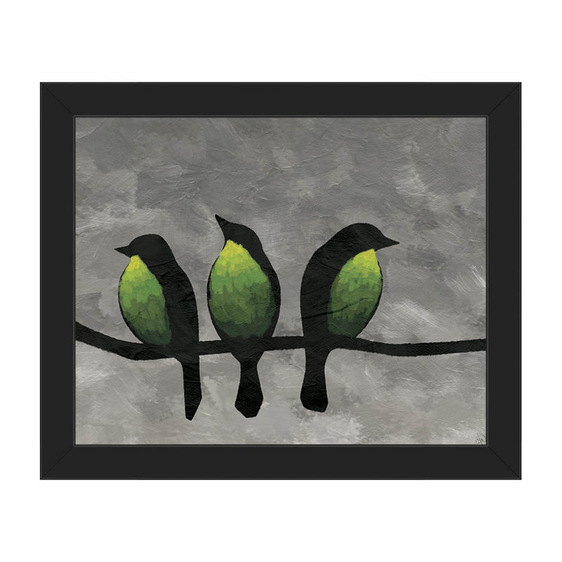 Click Wall Art Three Green Breasted Birds Framed Graphic Art