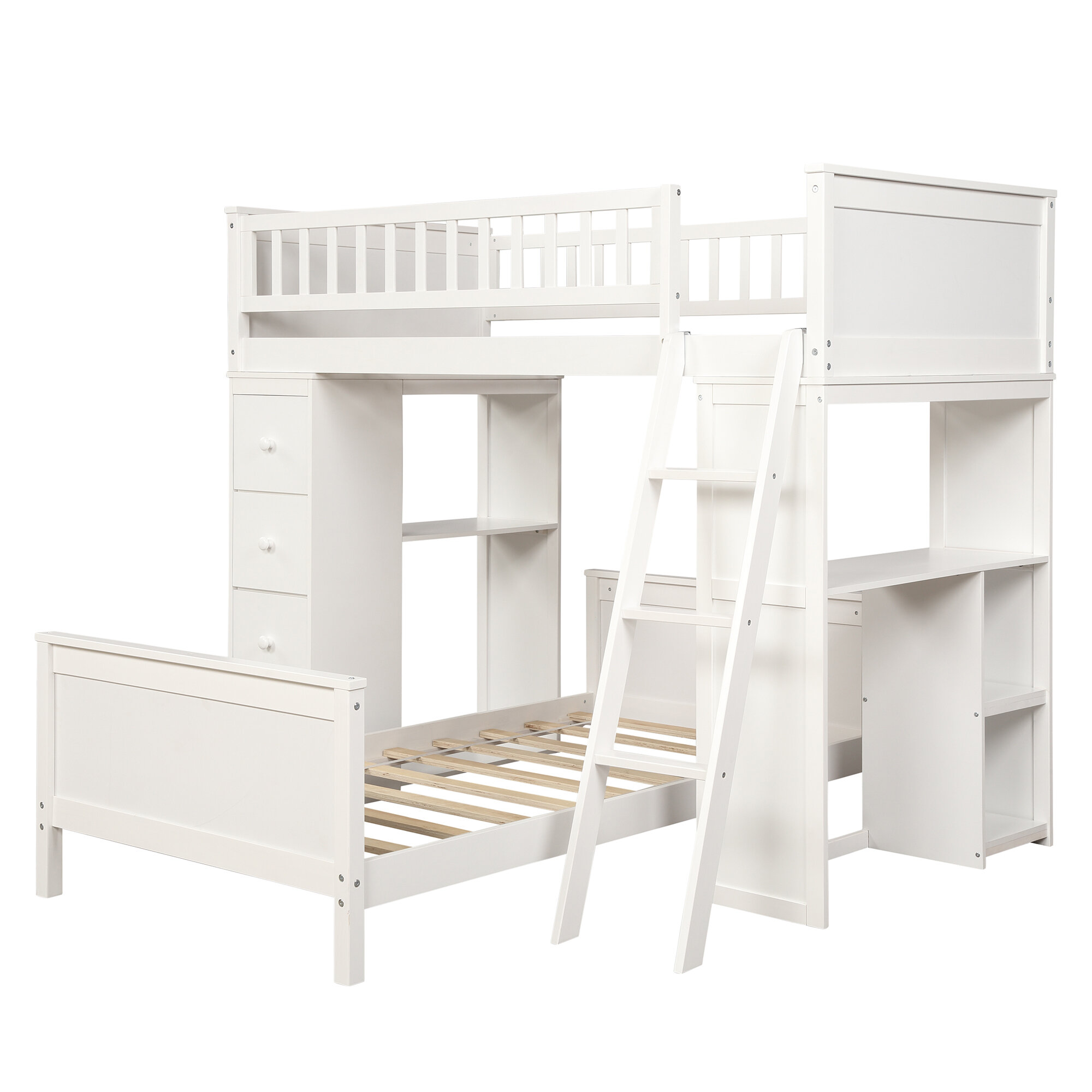 twin over queen l shaped bunk bed