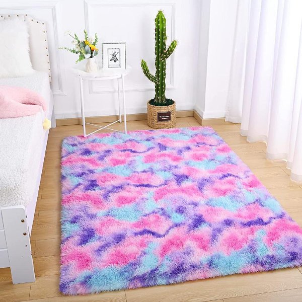 Luxury Faux Fur Rug Carpet 3' Round Pink Home Decor Kids Bedroom Living Room 