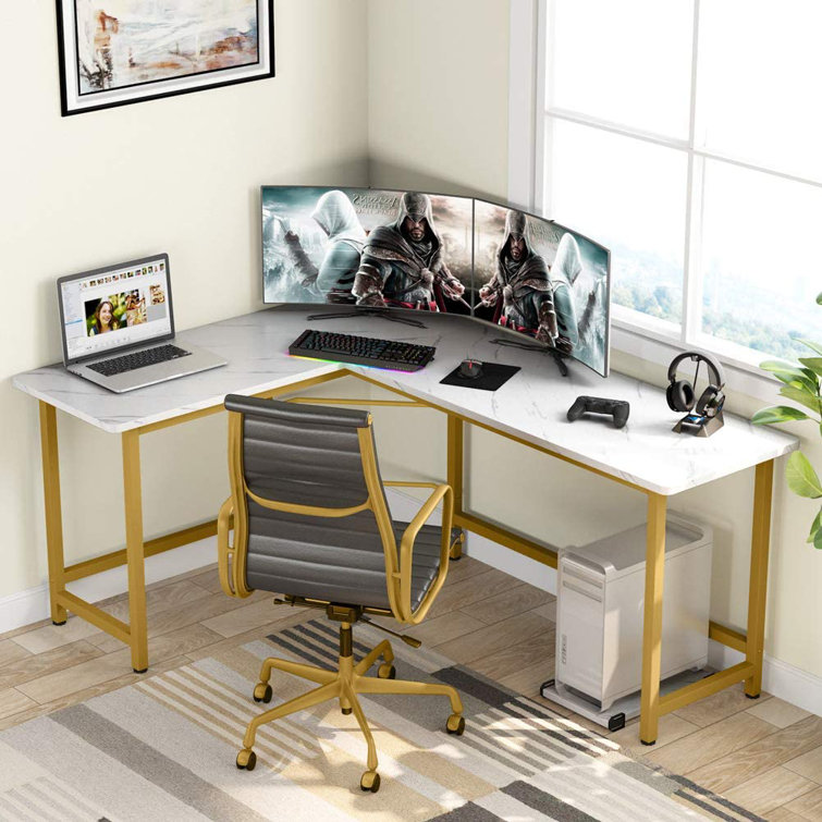 Gold l shaped desk clearance
