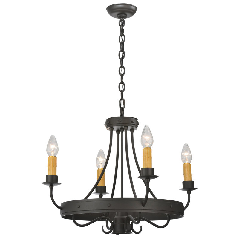 Fleur De Lis Living Whitsett 5 Light Candle Style Wagon Wheel Chandelier Wayfair