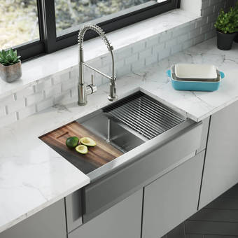 Akdy 33 L X 22 W Undermount Kitchen Sink With Faucet And Basket Strainer Wayfair