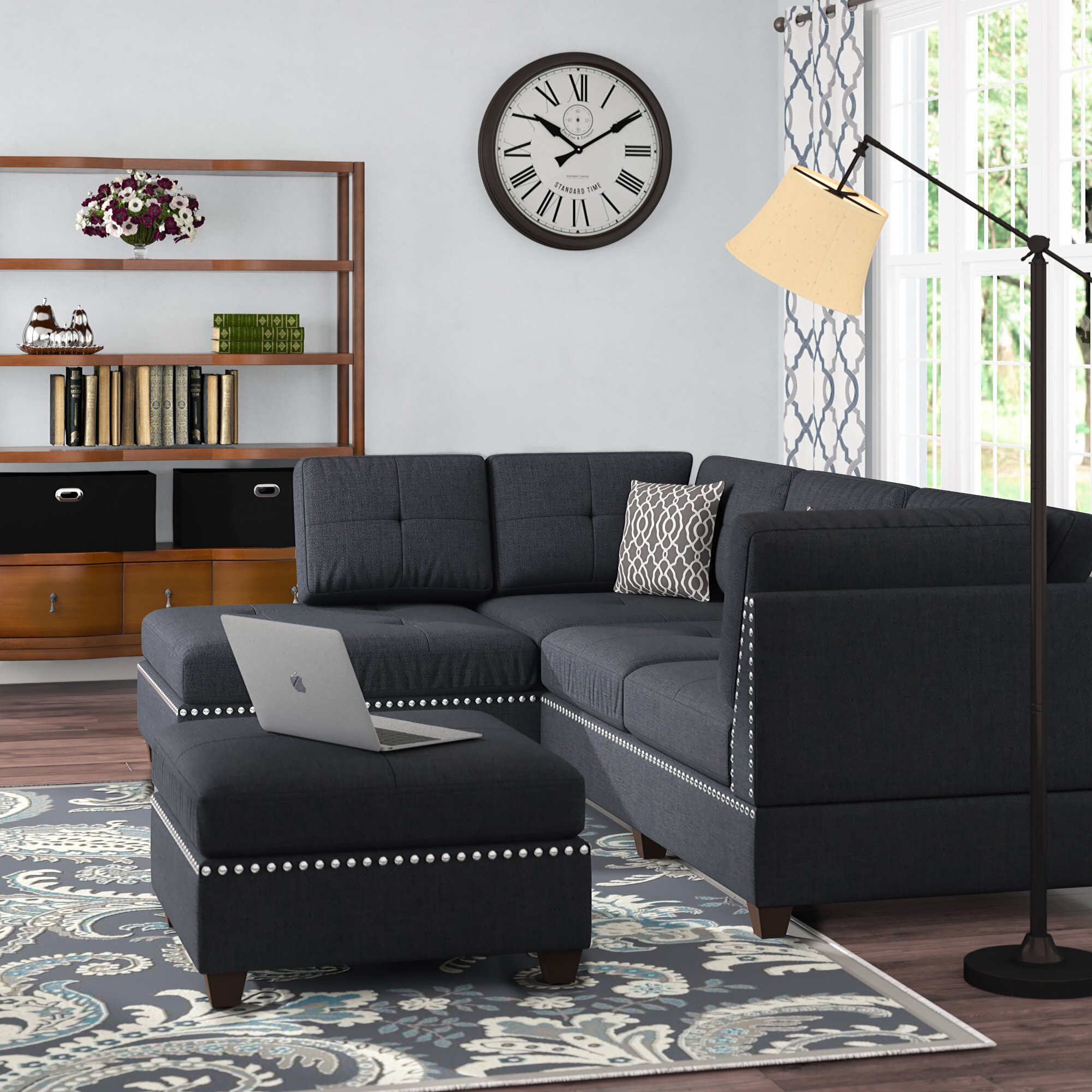Winston Porter Raelyn Reversible Sectional With Ottoman Reviews Wayfair