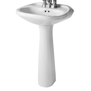 Go to store & view more images Mansfield Plumbing Products Verona Vitreous China Pedestal Bathroom Sink with Overflow
