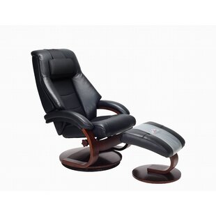 Mandal Leather Manual Swivel Recliner With Ottoman By OsloCollection