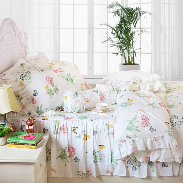 SINGLE & DOUBLE DUVETS COVER CURTAINS IN 2 LENGTHS BUTTERFLY GARDEN BEDROOM