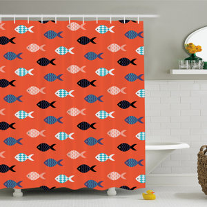 Fishes Motif Marine Sea Underwater Creature  Aquarium Ornate Forms Shower Curtain Set