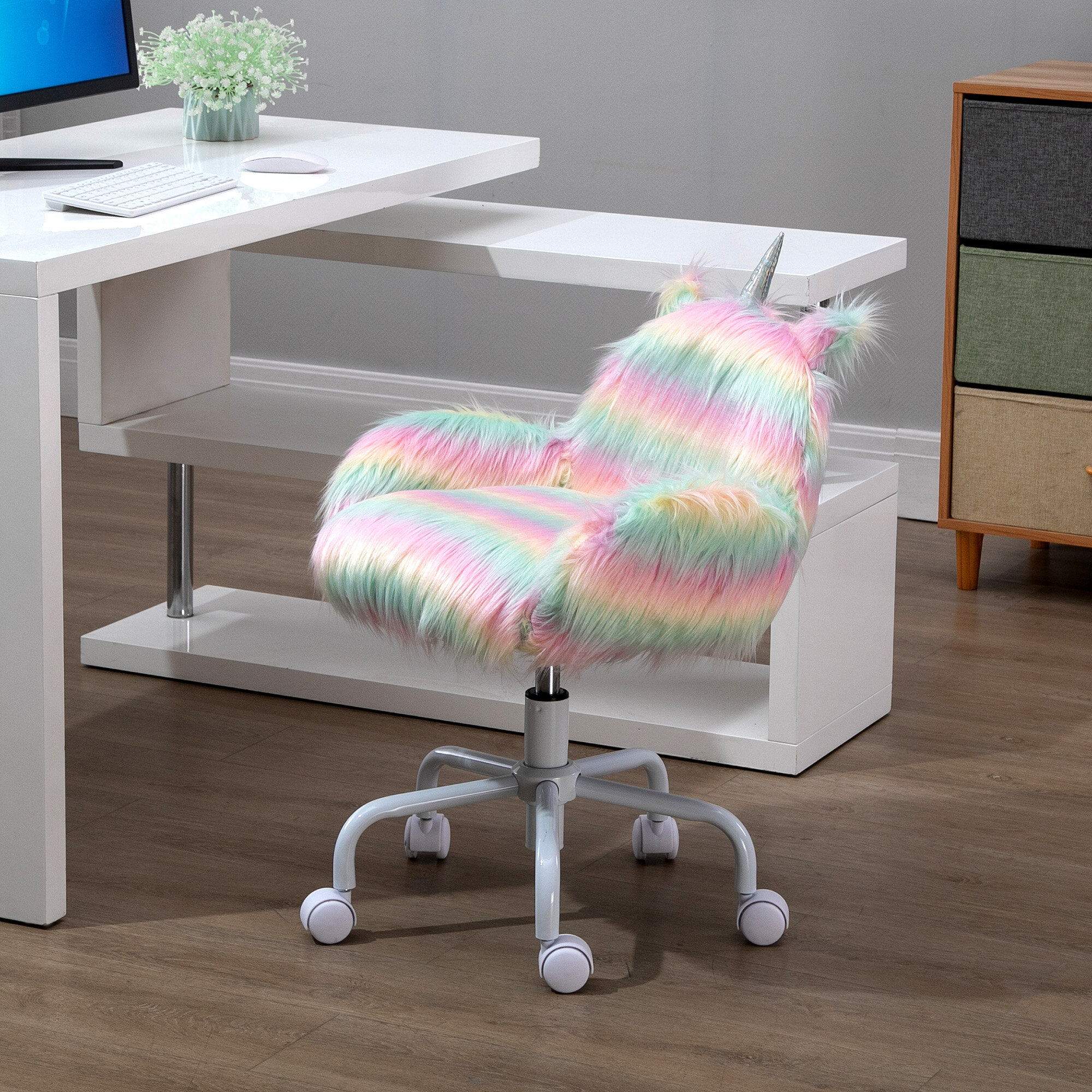 rainbow fluffy chair