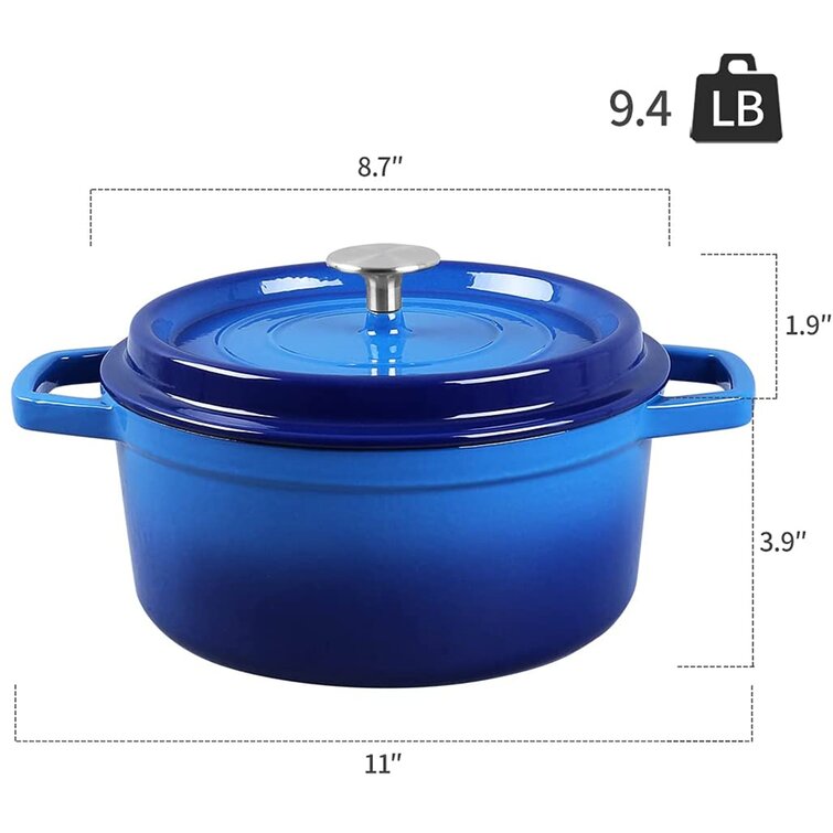 20cm Roaster Pot Cast Iron Induction Enamel Coated All Cookers Oven 2 L 