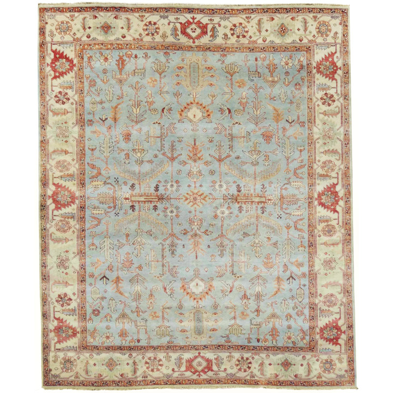 Exquisite Rugs HandKnotted Wool Blue Area Rug Perigold