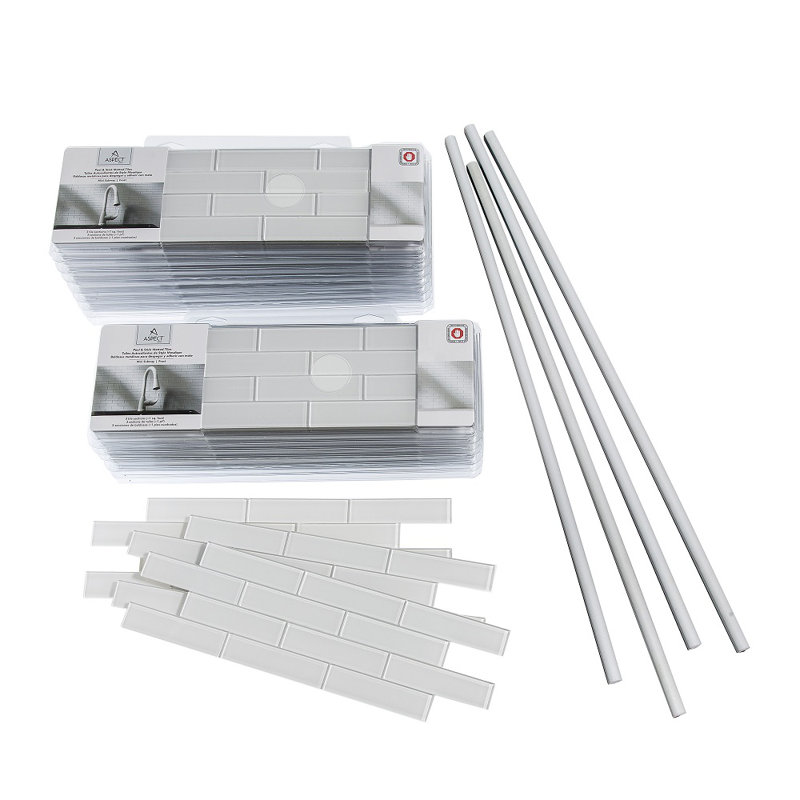 Aspect 4 X 12 Glass Peel Stick Subway Tile Kit Reviews Wayfair