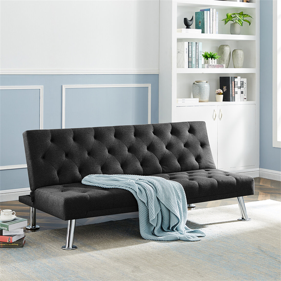Details about   Modern Convertible Futon Sofa Bed Sleeper Adjustable Couch Full Size Living Room 