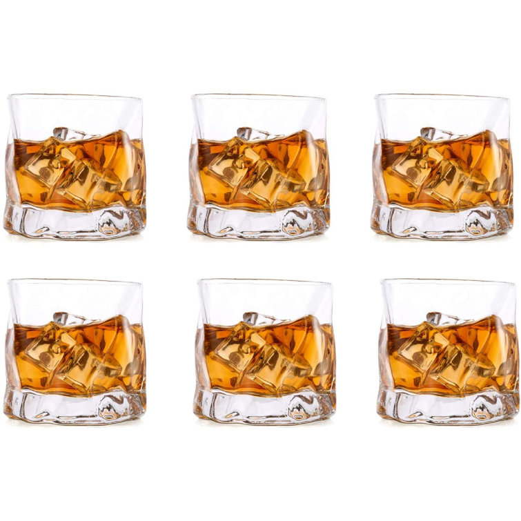 Irregular Whiskey Glasses Clear Set Of 6 Scotch Glass 8.45 OZ Assorted Glassware Set