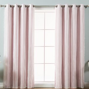 Tulle Lace Polka Dots Blackout Thermal Grommet Curtain Panels (Set of 2)