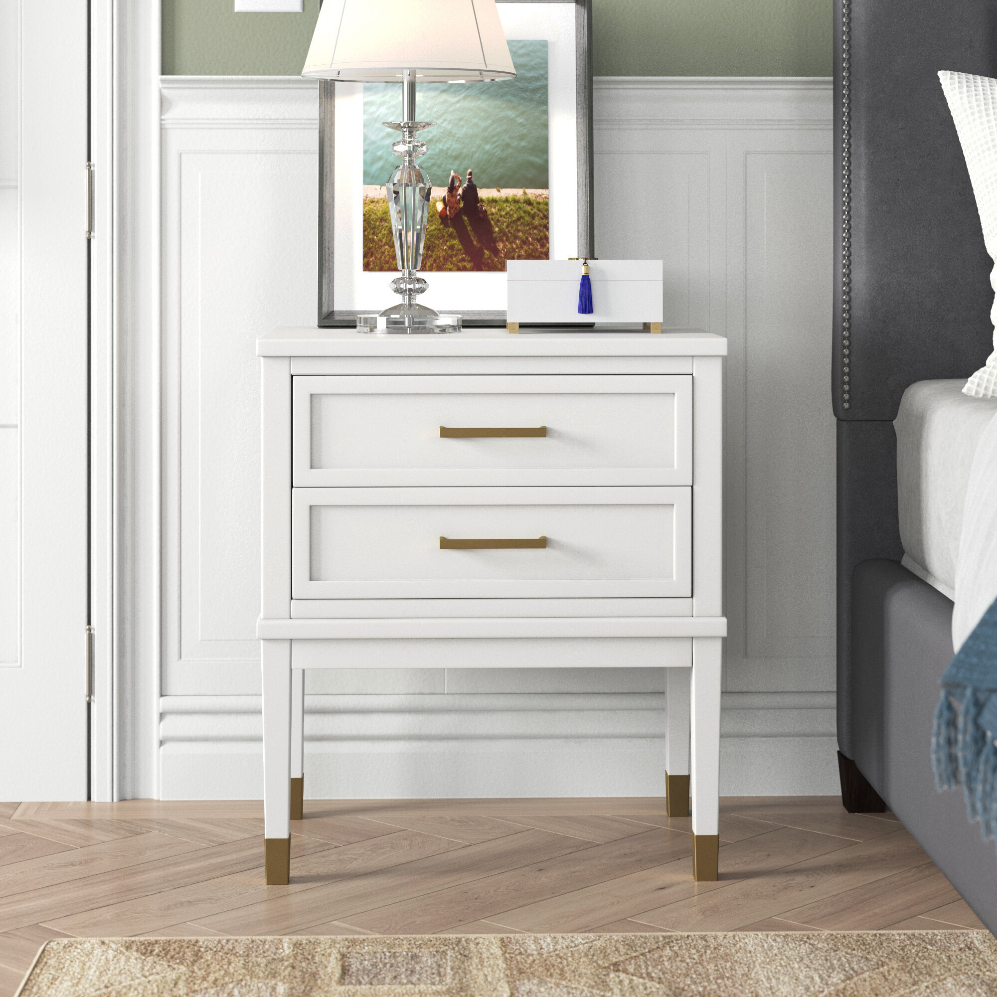 glam white nightstands