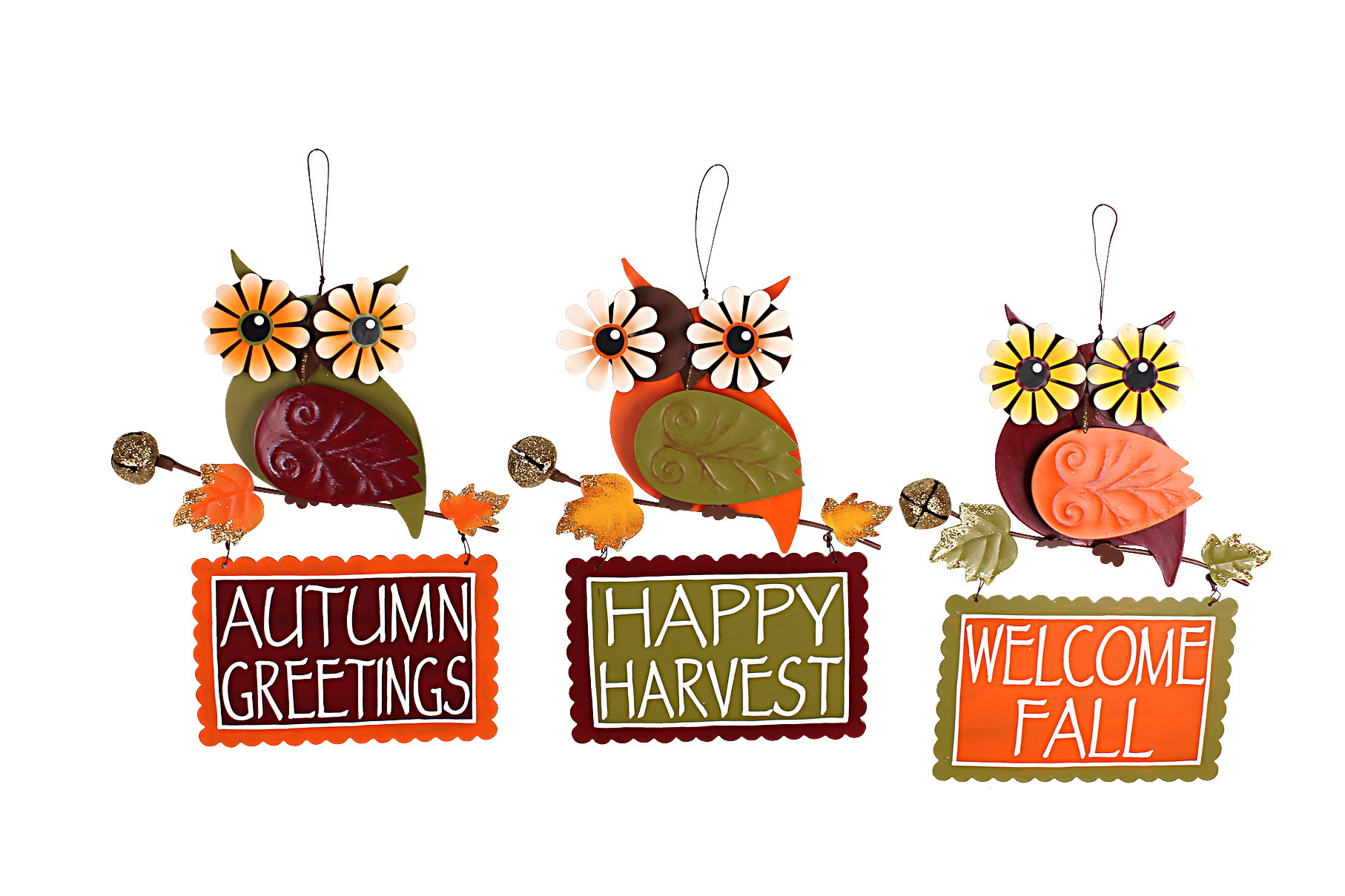 Attractiondesignhome 3 Piece Funky Owl Autum Sign Wall Décor Set Wayfair