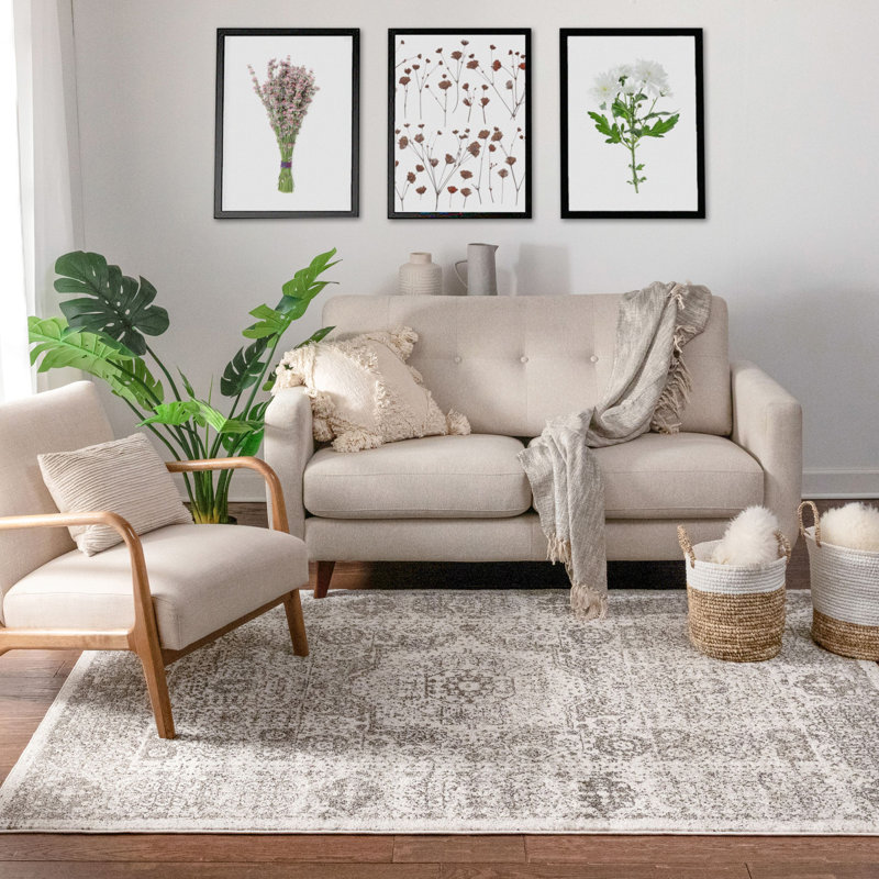 World Menagerie Corsican Vintage Persian Distressed Ivory Area Rug Vintage Persian Distressed Ivory