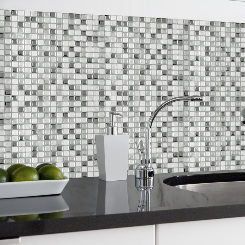 Achim Importing Co Magic Gel Self Adhesive 9 13 X Vinyl Magic Gel Self Adhesive 9 13 X Vinyl L Stick Mosaic Tile In