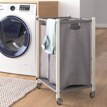 Hot Laundry Cart Basket 2 Bag Sorter Bathroom Hamper Bins Wash Clothes Storage 