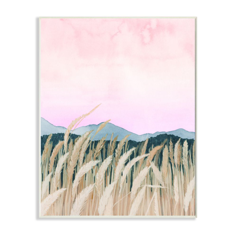 Stupell Industries Wheat Field Dawn Pink Green Watercolor By