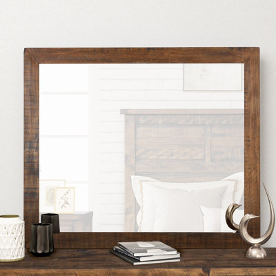 Lobel Reclaimed Pine Wood Beveled Distressed Dresser Mirror Loon Peak®